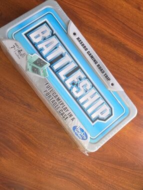 Hasbro Battleship Portable Game - Blue and Silver Tin Case